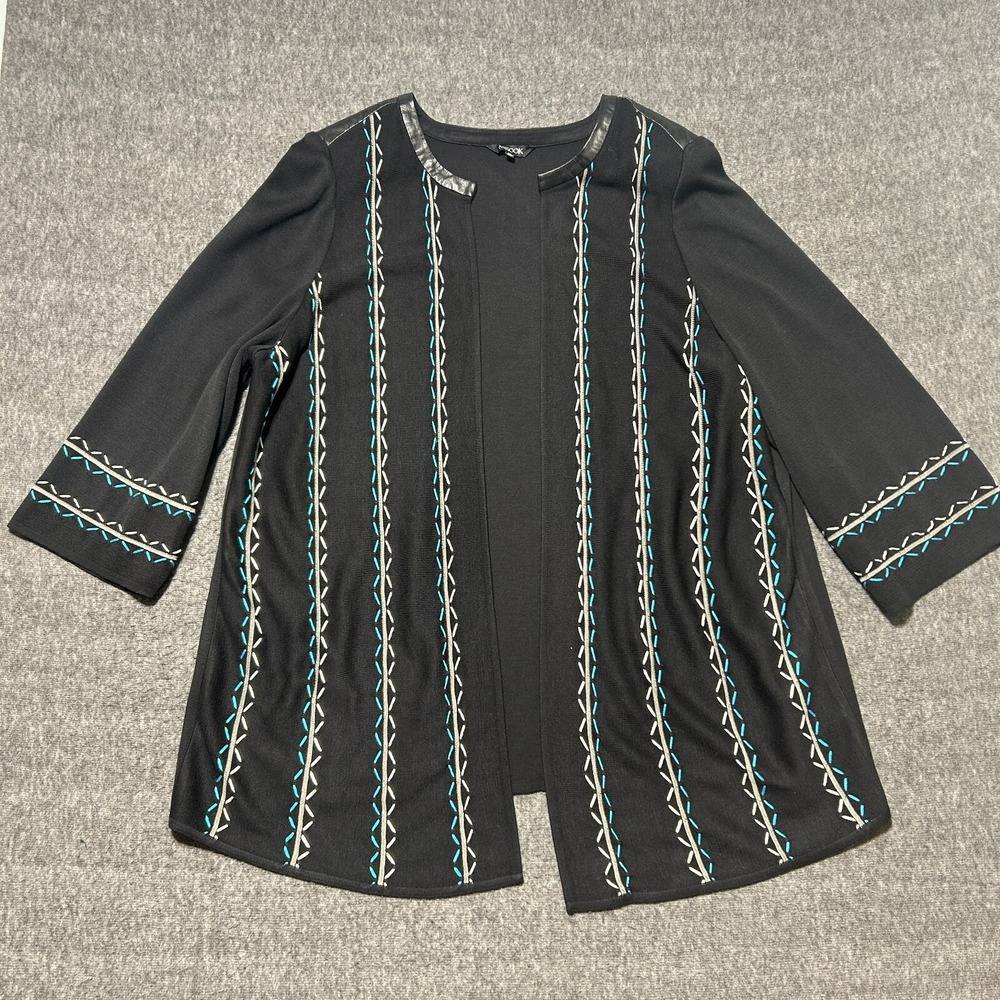 Misook Cardigan Sweater 2X Black Knit Career Minimalist Quiet Luxury Work